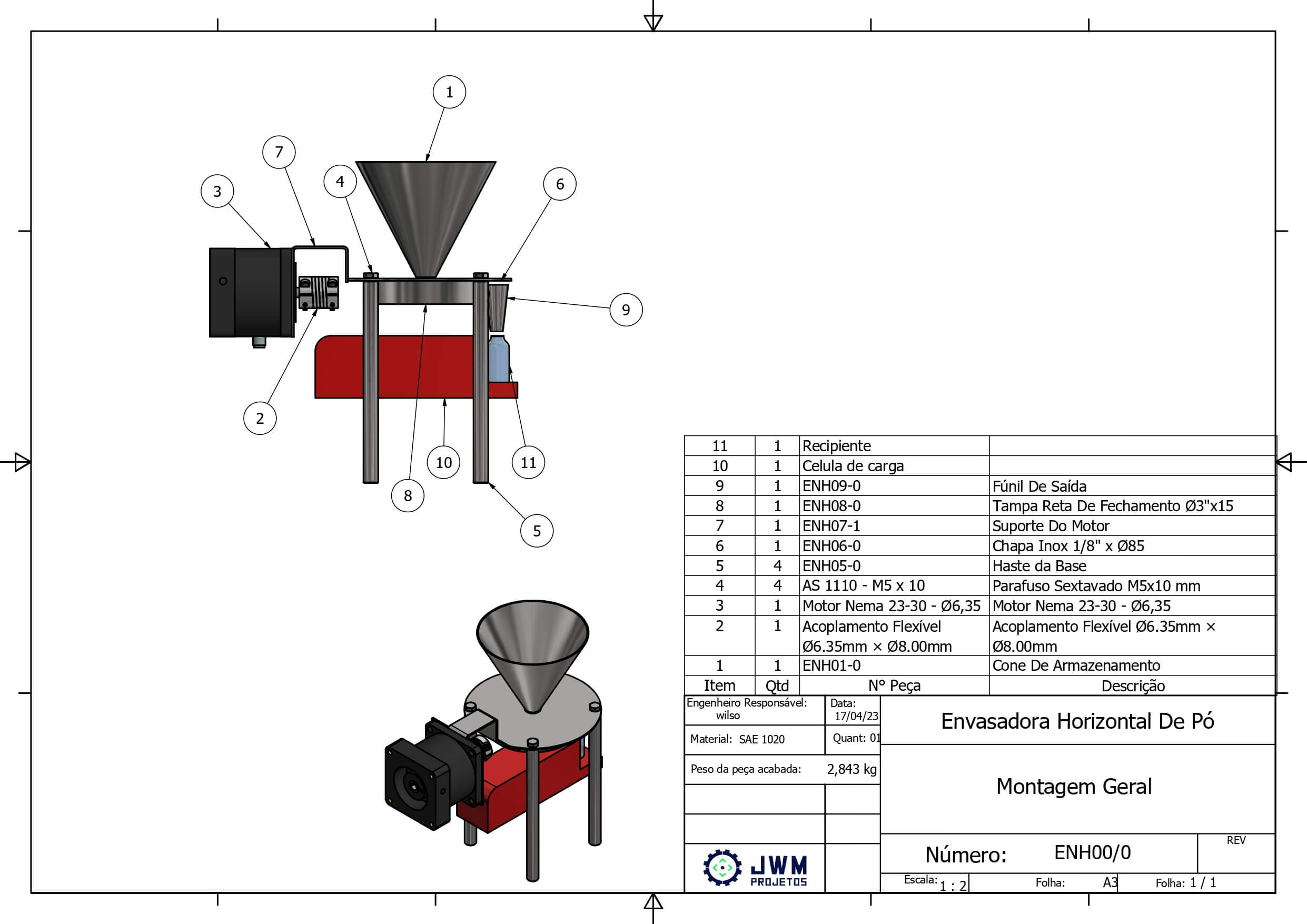 Envasadora Horizontal de pó Montagem Geral
